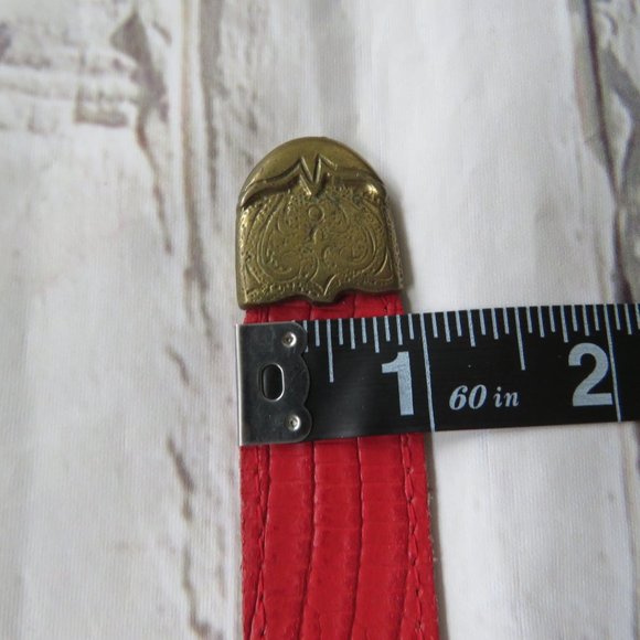 Vintage Red Leather Cowboy Belt - Picture 6 of 10